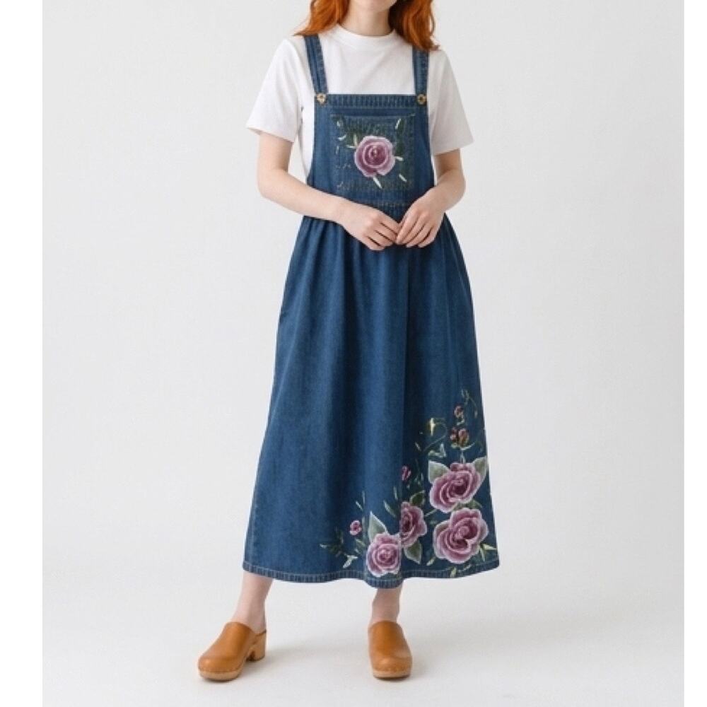 Vintage 1990s Dress – Women’s Size L, 100% Cotton, Blue Denim